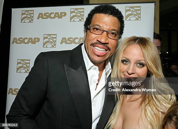 Musician Lionel Richie and daughter TV personality Nicole Richie arrive at the 2008 ASCAP Pop Awards at the Kodak Theatre on April 9, 2008 in...