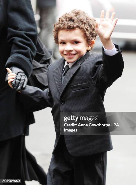 Alex Bain arrives at the memorial service for the late Maggie Jones who played legendary Coronation Street battle-axe Blanche Hunt at Salford...