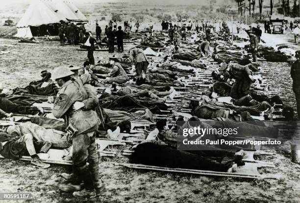 British field dressing station on the battlefield at Somme, France, 1916.