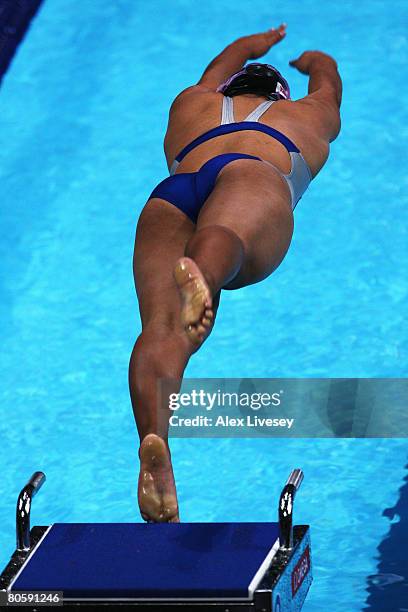 Jemma Lowe of United Kingdom competes in the Women's 50m Butterfly Heat during the ninth FINA World Swimming Championships at the MEN Arena on April...