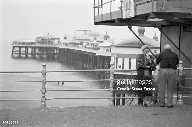 An elderly couple by the pier at Blackpool, Lancashire, 27th September 1998.