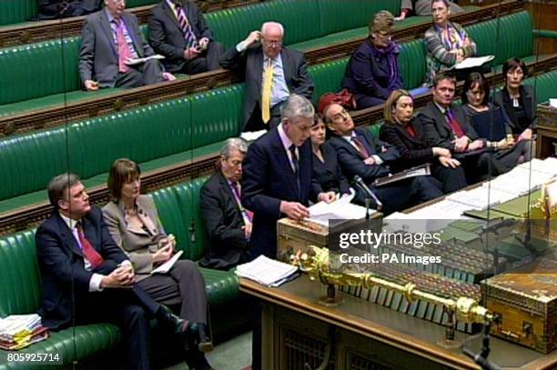 Justice Secretary Jack Straw makes a statement about the return to prison of James Bulger's killer Jon Venables, at the House of Commons, central...