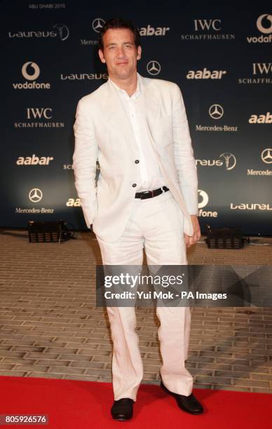 Clive Owen arriving at the Laureus Welcome Party, on the eve of the Laureus World Sports Awards, at the Fairmont Hotel in Abu Dhabi.