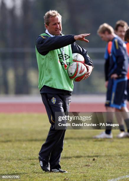 Sweden manager Erik Hamren during the training session at the University Training Pitch, Cardiff.