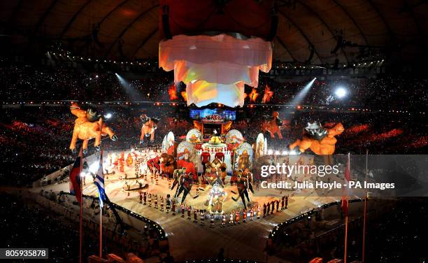 Performers during the Closing Ceremony for the 2010 Winter Olympic Games at the BC Stadium, Vancouver, Canada.