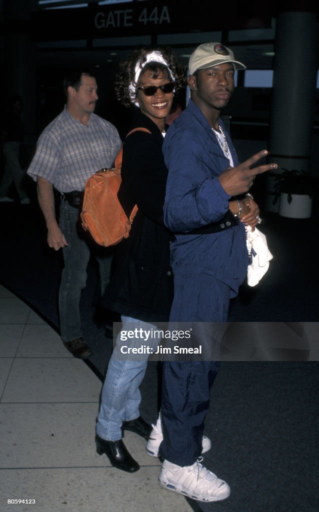 Whitney Houston and Bobby Brown Depart from LAX for New York City - October 6, 1996