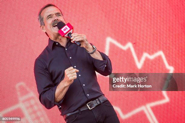 Chris Hadfield delivers remarks at We Day Canada at Parliament Hill on July 2, 2017 in Ottawa, Canada.
