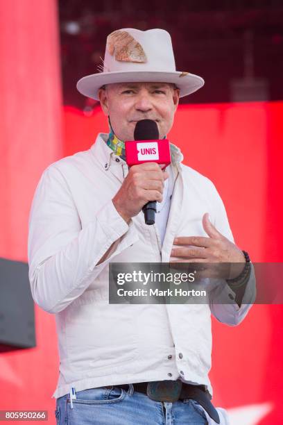 Gord Downie delivers remarks at We Day Canada at Parliament Hill on July 2, 2017 in Ottawa, Canada.