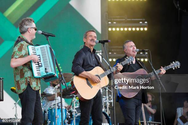 Kevin Hearn, Chris Hadfield and Ed Robertson perform at We Day Canada at Parliament Hill on July 2, 2017 in Ottawa, Canada.