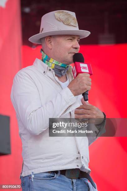 Gord Downie delivers remarks at We Day Canada at Parliament Hill on July 2, 2017 in Ottawa, Canada.