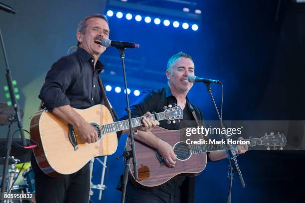 Chris Hadfield and Ed Robertson perform at We Day Canada at Parliament Hill on July 2, 2017 in Ottawa, Canada.