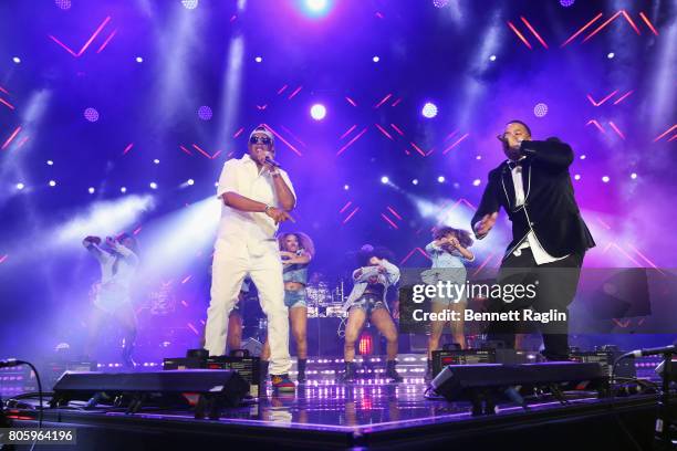 Master P and Choppa perform onstage at the 2017 ESSENCE Festival Presented By Coca Cola at the Mercedes-Benz Superdome on July 2, 2017 in New...