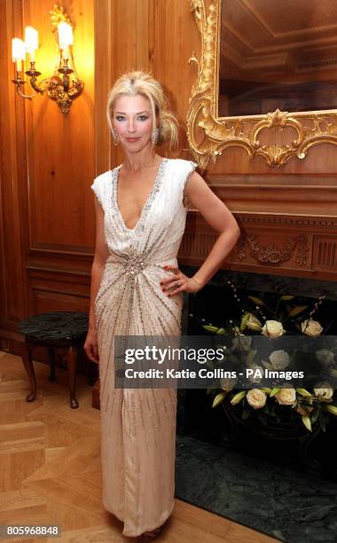 Tamara Beckwith wearing a Bruce Oldfield dress, backstage at The Dorchester Hotel for The Goldilocks Fashion Show in aid of Kids Company.