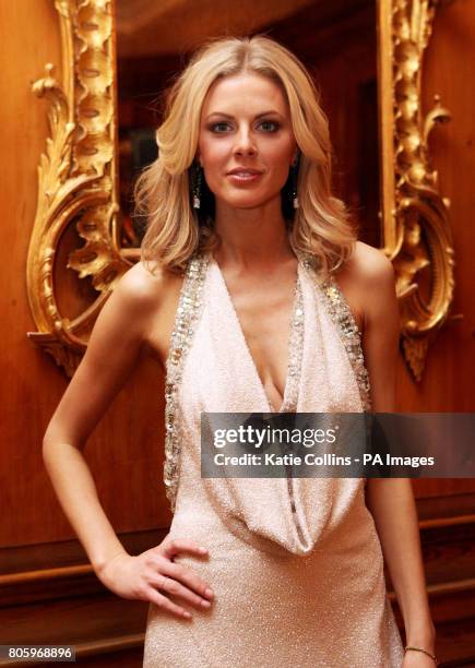 Donna Air wears a Bruce Oldfield dress, backstage at The Dorchester Hotel for The Goldilocks Fashion Show in aid of Kids Company.