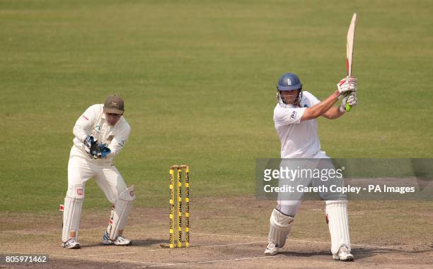 England's Tim Bresnan bats during the second test at the Shere Bangla National Stadium, Mirpur, Dhaka.