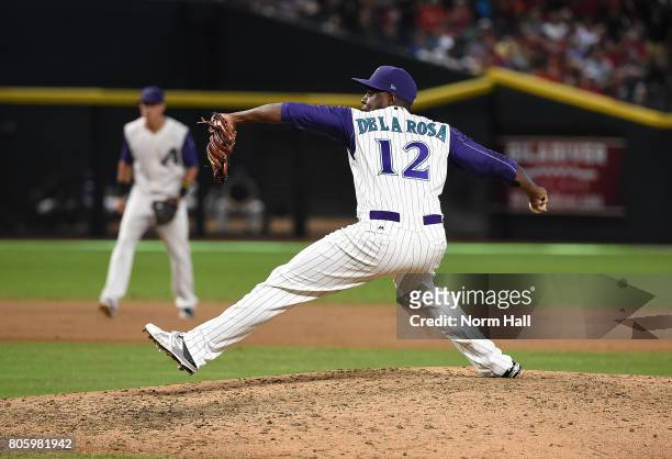 Rubby De La Rosa of the Arizona Diamondbacks delivers a pitch against the St Louis Cardinals at Chase Field on June 29, 2017 in Phoenix, Arizona.