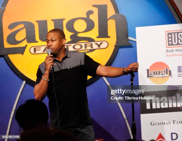 Finesse Mitchell attends the 15th Annual Bob Hope USO K-Earth 101 Comedy Radiothon at The Laugh Factory on June 29, 2017 in West Hollywood,...