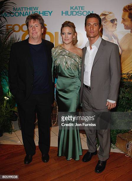 Andrew Tennant, director, Kate Hudson and Matthew McConaughey attend the Fool's Gold film premiere held at the Vue West End in Leicester Square on...