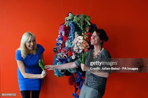 Broadcaster Miriam O' Callaghan and Big Brother star Anna Nolan pose with snowdrops at the launch of Console's National Snowdrop Campaign in aid of...