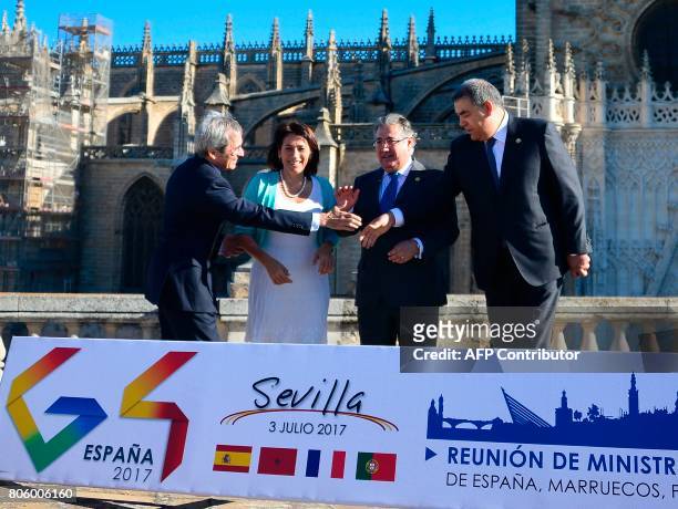 French Ambassador to Spain Yves Saint-Geours, Portuguese Minister of Interior Constanca Urbano de Sousa, Spanish Minister of Interior Juan Ignacio...