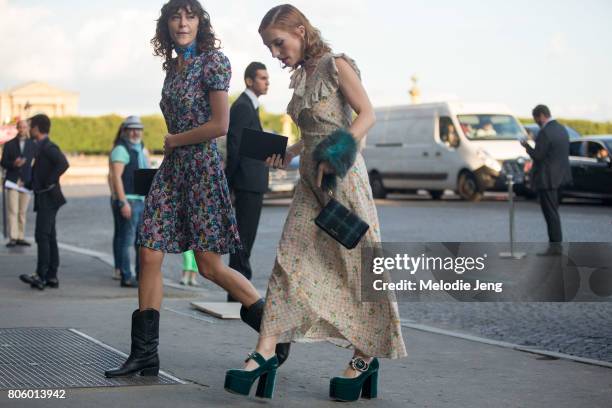 Guests outside the Miu Miu Cruise 2018 show on July 2, 2017 in Paris, France.