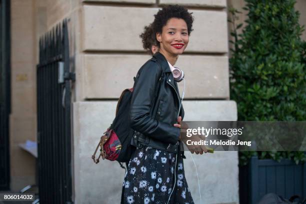 Lineisy Montero outside the Miu Miu Cruise 2018 show on July 2, 2017 in Paris, France.