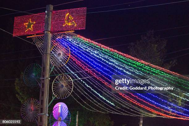 vietnam: chau doc - communist flag stock pictures, royalty-free photos & images