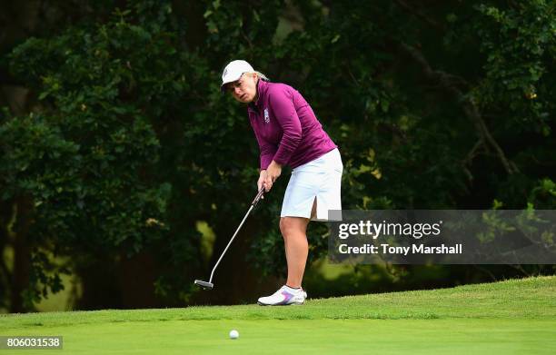 Alexandra Keighley of Huddersfield Golf Club putts on the 13th green during the Titleist and FootJoy Women's PGA Professional Championship at The...