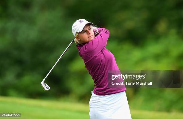 Alexandra Keighley of Huddersfield Golf Club plays her first shot on the 13th tee during the Titleist and FootJoy Women's PGA Professional...