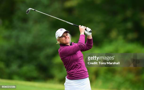 Alexandra Keighley of Huddersfield Golf Club plays her first shot on the 13th tee during the Titleist and FootJoy Women's PGA Professional...