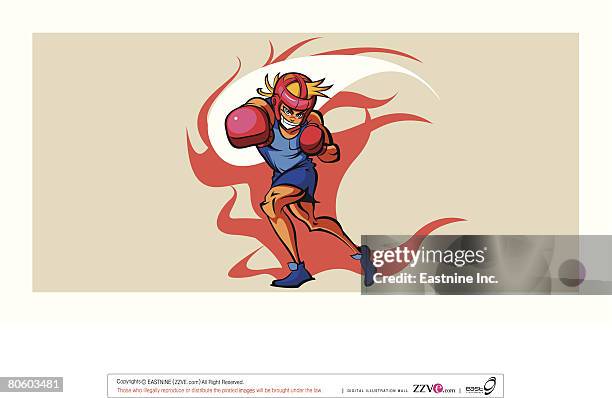 male boxer practicing boxing - boxing ring vector stock illustrations