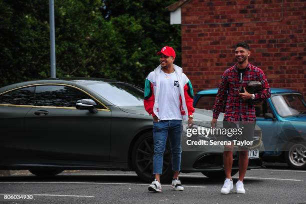 Newcastle players DeAndre Yedlin and Achraf Lazaar return to the Newcastle United Training Session at the Newcastle United Training Centre on July 3...