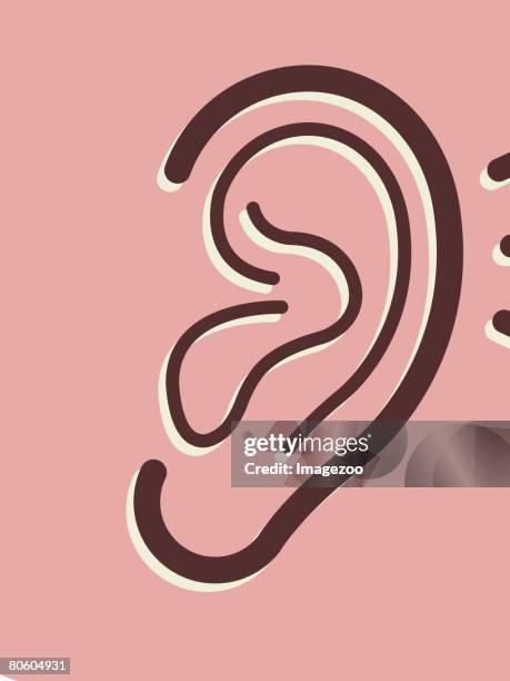 illustration of an ear on a pink background - earlobe 幅插畫檔、美工圖案、卡通及圖標