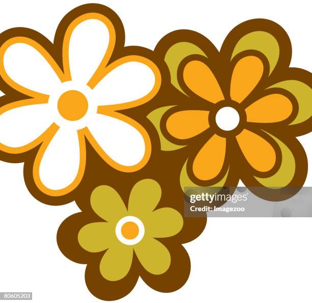 illustration of three flowers - corolla petals stock illustrations