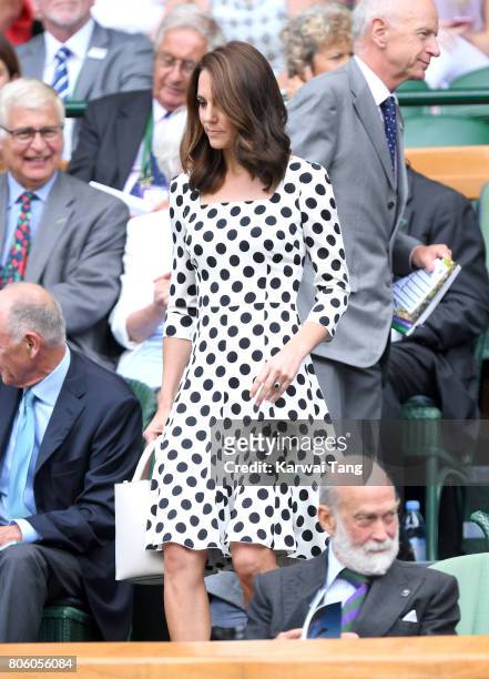 Catherine, Duchess of Cambridge attends the opening day of Wimbledon 2017 on July 3, 2017 in London, England.