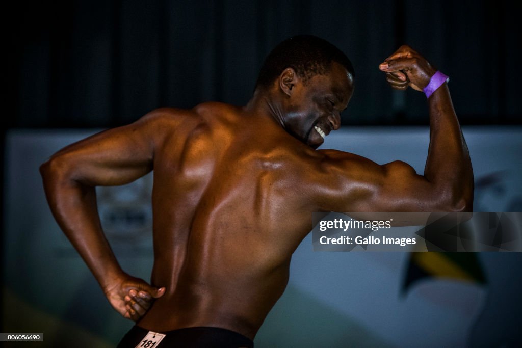 Intermediate Bodybuilders Sammy Matlala who took part in the Men's bodybuilding up to 80kg on ...