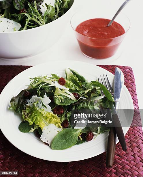 salad with cranberries and shaved parmesan - shaved parmesan stock pictures, royalty-free photos & images