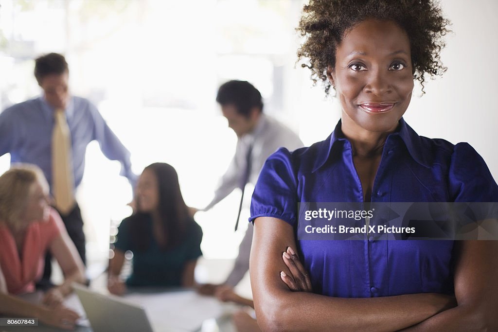 Satisfied businesswoman at meeting