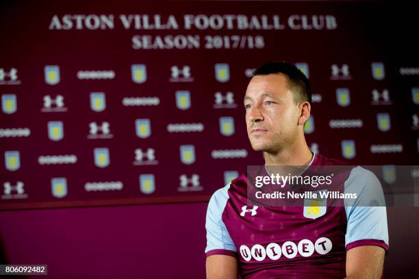 New signing John Terry of Aston Villa poses for a picture at the club's training ground at Bodymoor Heath on July 03, 2017 in Birmingham, England.