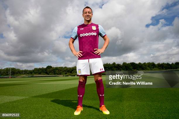 New signing John Terry of Aston Villa poses for a picture at the club's training ground at Bodymoor Heath on July 03, 2017 in Birmingham, England.