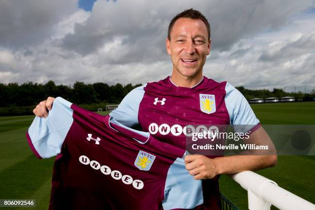 New signing John Terry of Aston Villa poses for a picture at the club's training ground at Bodymoor Heath on July 03, 2017 in Birmingham, England.