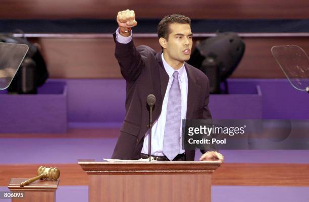 George P. Bush, nephew of Republican presidential candidate, Texas governor George W. Bush, speaks at the GOP Republican National Convention August...