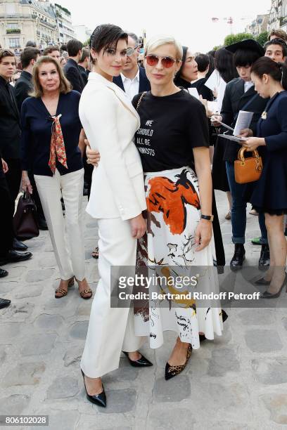 Actress Gemma Arterton and Melita Toscan du Plantier attend the Christian Dior Haute Couture Fall/Winter 2017-2018 show as part of Haute Couture...
