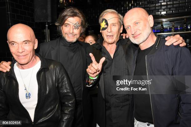 Gilles Blanchard;, Alain Benoist, Alexandre Zouari and Pierre Commoy attend the Facade Magazine Dinner at VIP Room on July 2, 2017 in Paris, France.