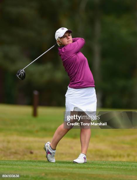 Alexandra Keighley of Huddersfield Golf Club plays her first shot on the 3rd tee during the Titleist and FootJoy Women's PGA Professional...