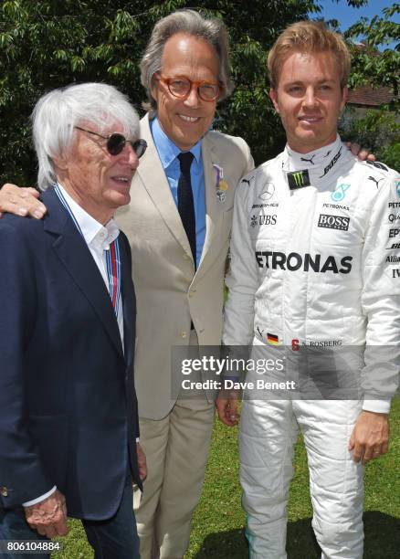 Bernie Ecclestone, Lord Charles March and Nico Rosberg attend Cartier Style Et Luxe at the Goodwood Festival Of Speed on July 2, 2017 in Chichester,...