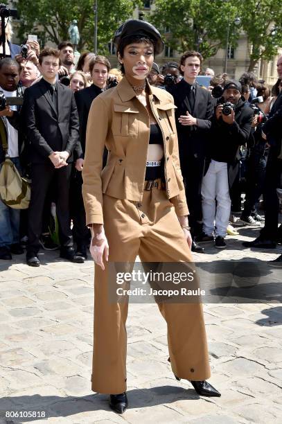 Winnie Harlow is seen arriving at the 'Christian Dior' show during Paris Fashion Week - Haute Couture Fall/Winter 2017-2018 on July 3, 2017 in Paris,...