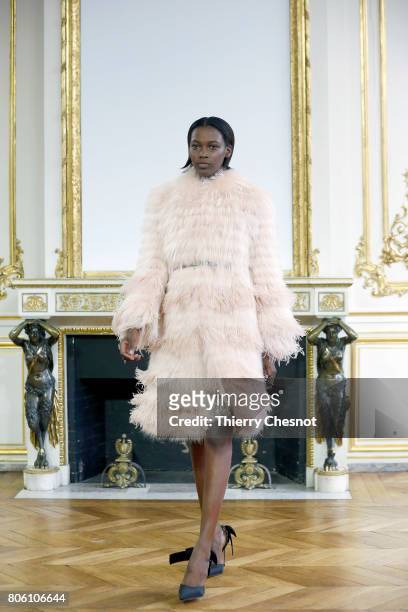 Model walks the runway during the Monique Lhuillier Haute Couture Fall/Winter 2017-2018 show as part of Haute Couture Paris Fashion Week on July 3,...