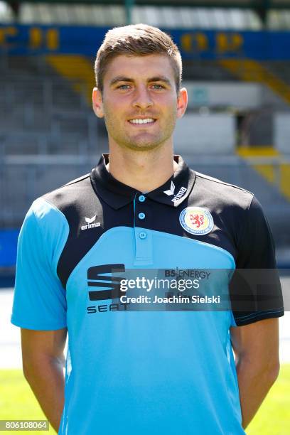 Andreas Gross of Eintracht Braunschweig poses during the official team presentation of Eintracht Braunschweig at Eintracht Stadion on July 3, 2017 in...