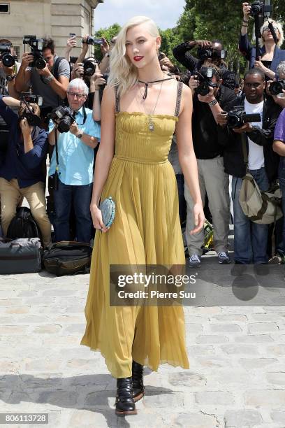 Karlie Kloss is seen arriving at the 'Christian Dior' show during Paris Fashion Week - Haute Couture Fall/Winter 2017-2018 on July 3, 2017 in Paris,...